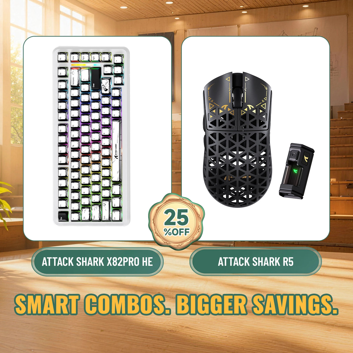 ATTACK SHARK X82 PRO HE 래피드 트리거 키보드 + R5 카본 파이버 무선 게이밍 마우스 번들