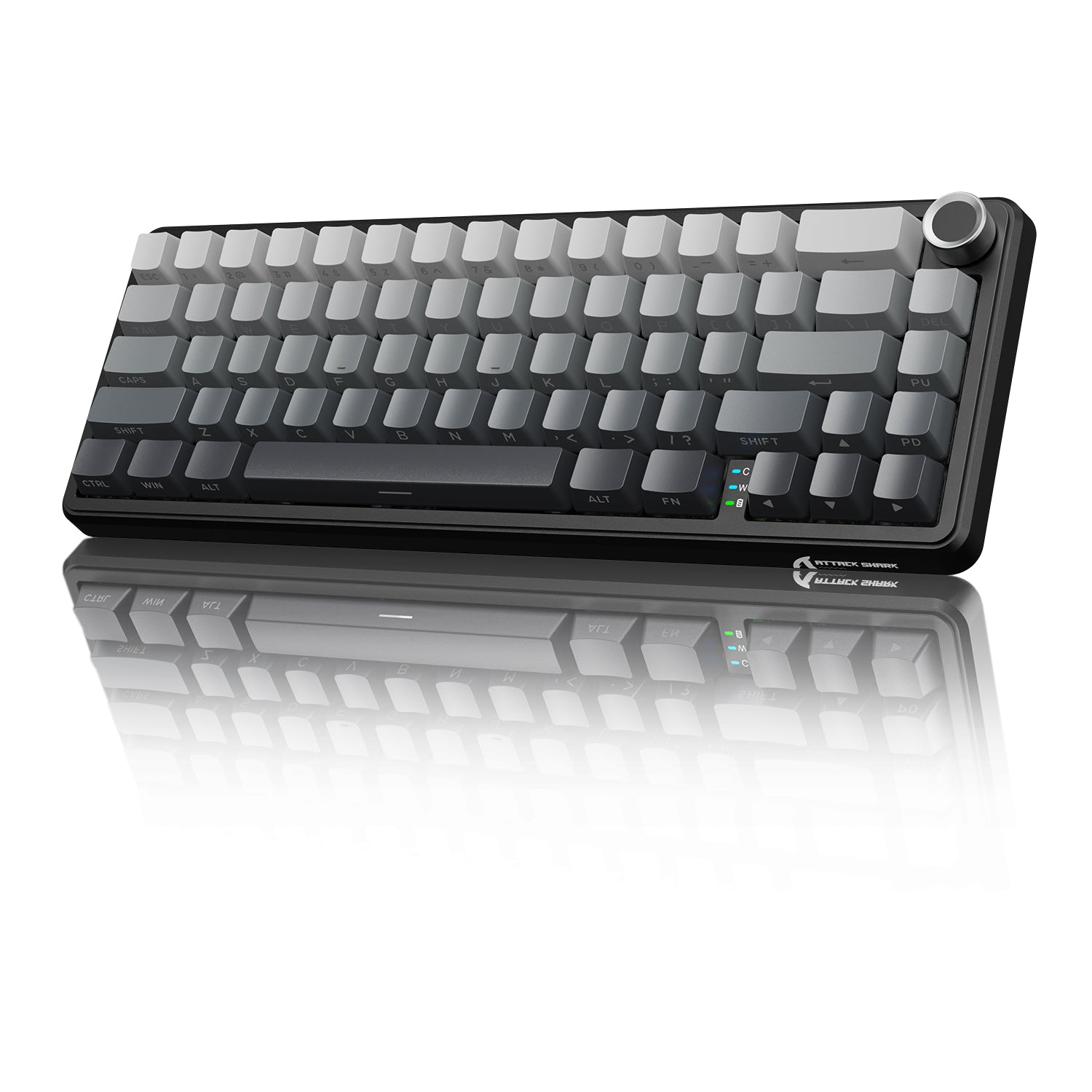 ATTACK SHARK X66 Wireless Mechanical Keyboard, 65% compact design with gray and black keycaps and volume knob