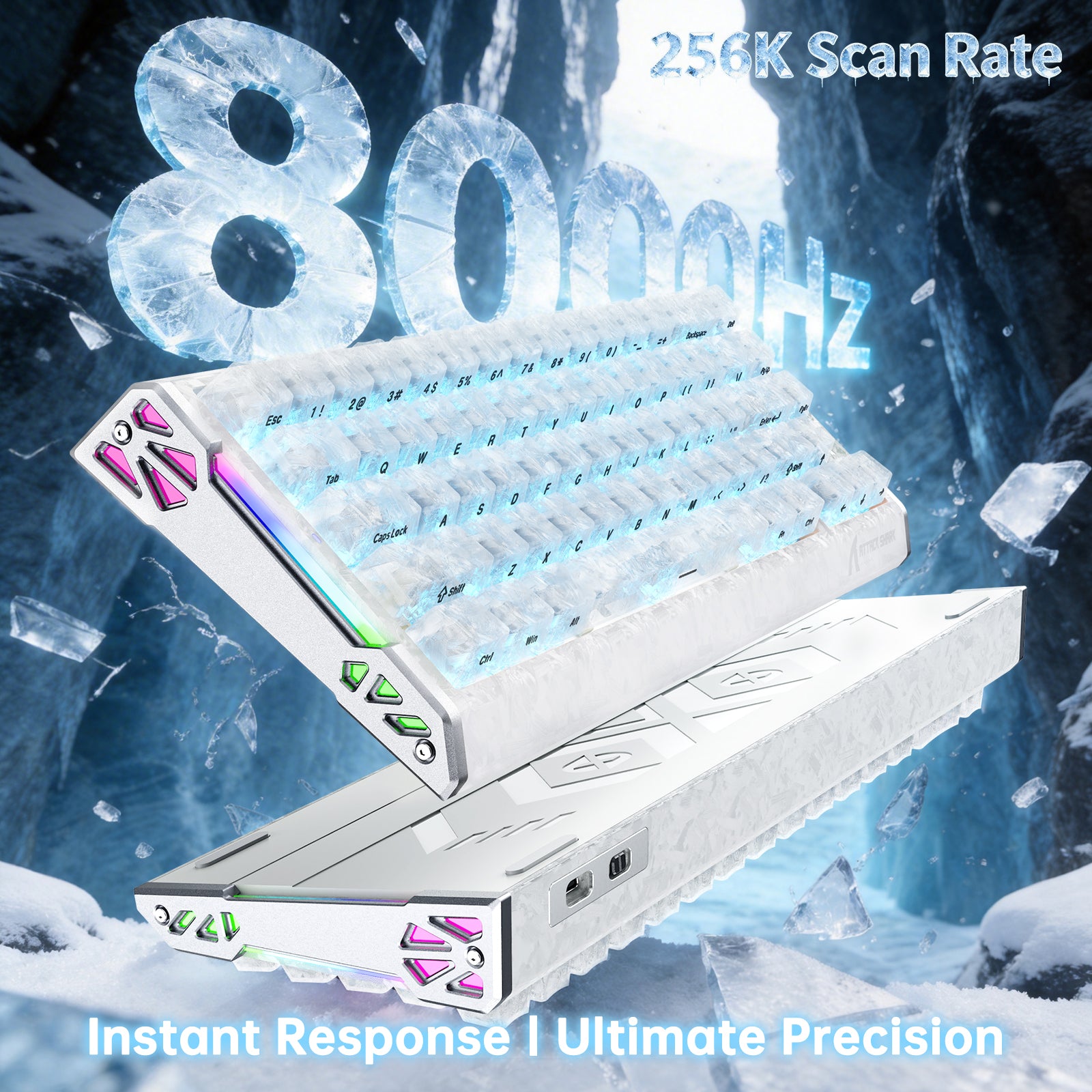 ATTACK SHARK R68 HE 카본 파이버 유선 래피드 트리거 마그네틱 스위치 키보드 C01 Ultra RGB 코일 케이블 포함