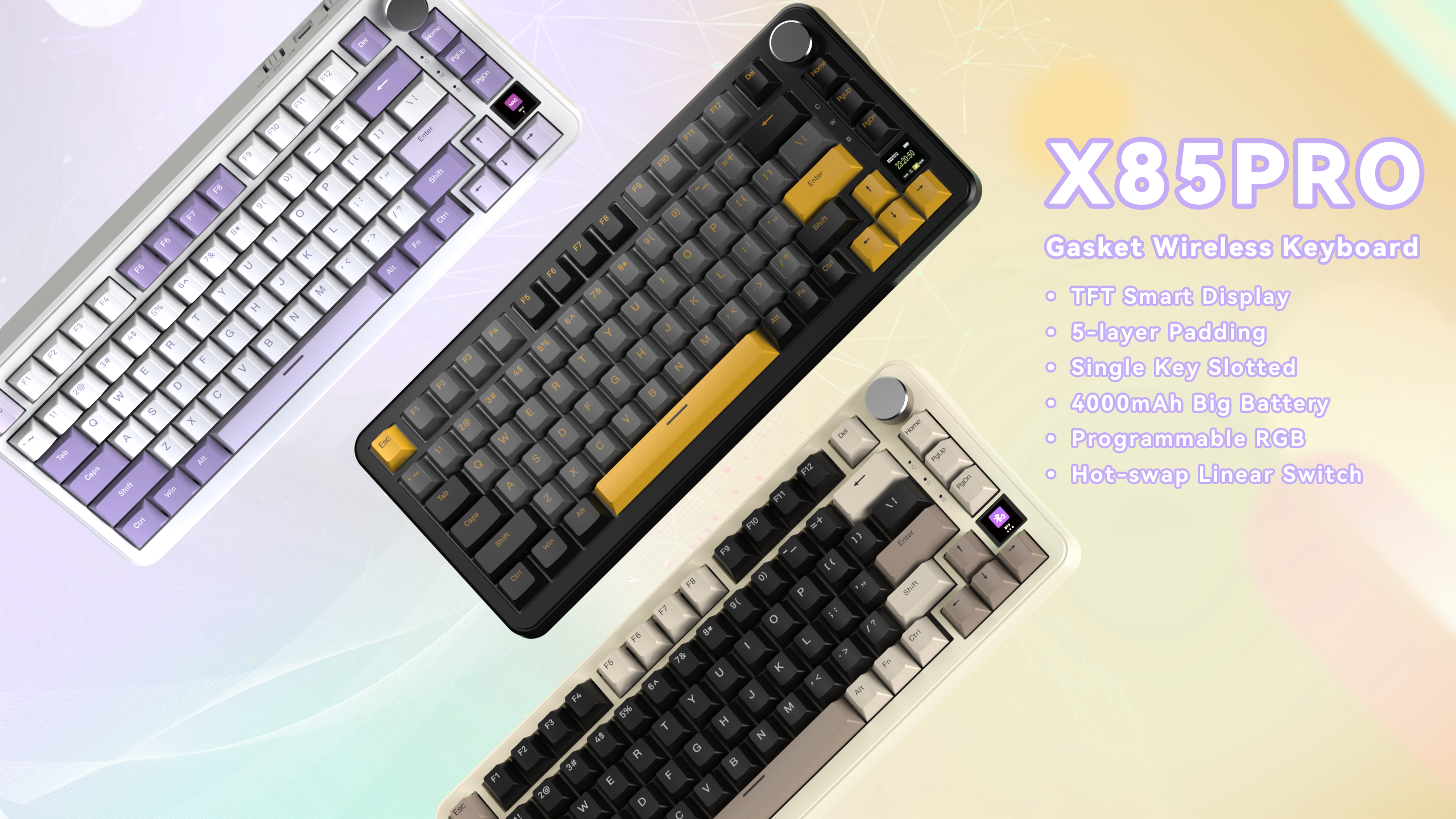 ATTACK SHARK X85PRO 트라이모드 개스킷 기계식 키보드