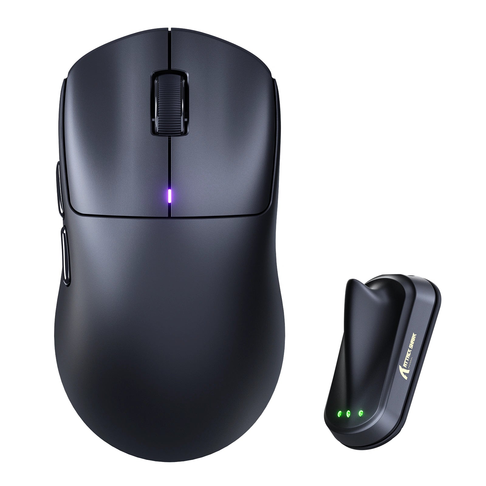 ATTACK SHARK F1 AIR black wireless gaming mouse with 8K receiver and RGB indicator