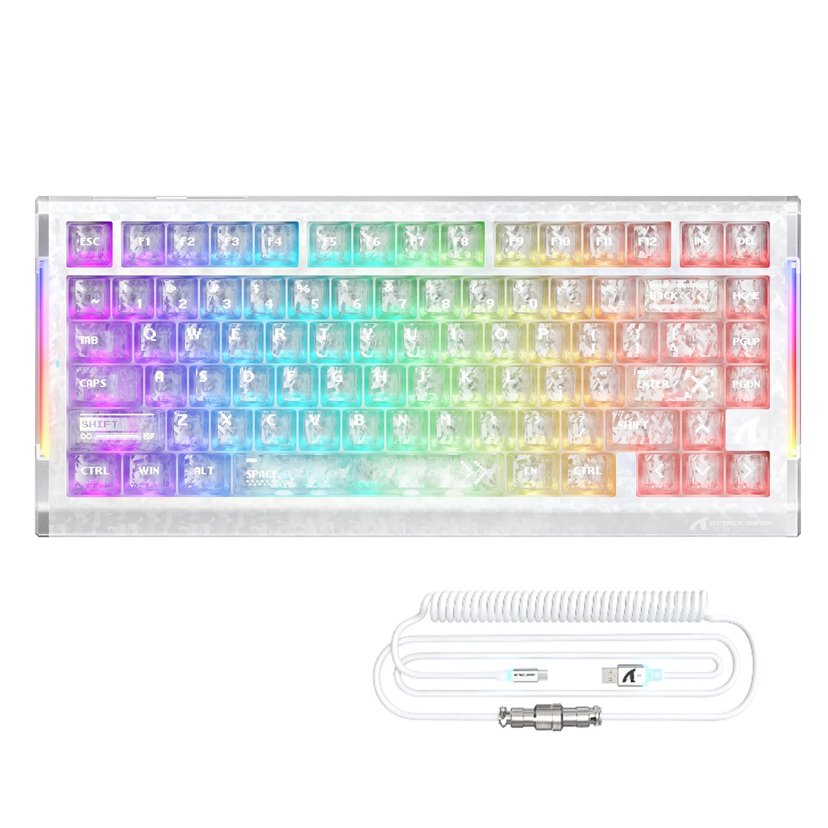 ATTACK SHARK R86 HE 카본 파이버 유선 래피드 트리거 마그네틱 스위치 게이밍 키보드(C01 ULTRA RGB 코일 케이블 포함)