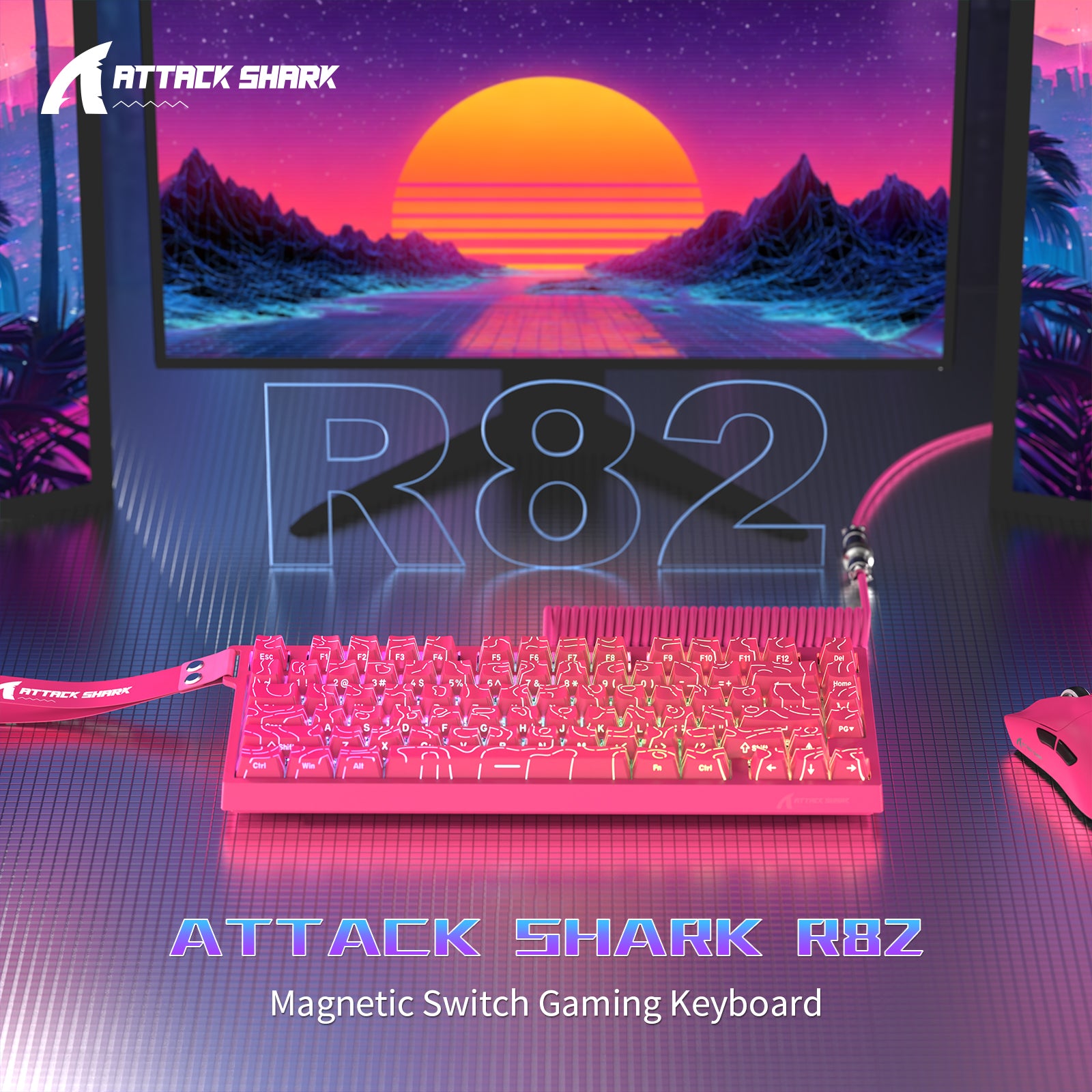 ATTACK SHARK R82 HE 유선 75% 게이밍 키보드 C01ULTRA LED 케이블 포함