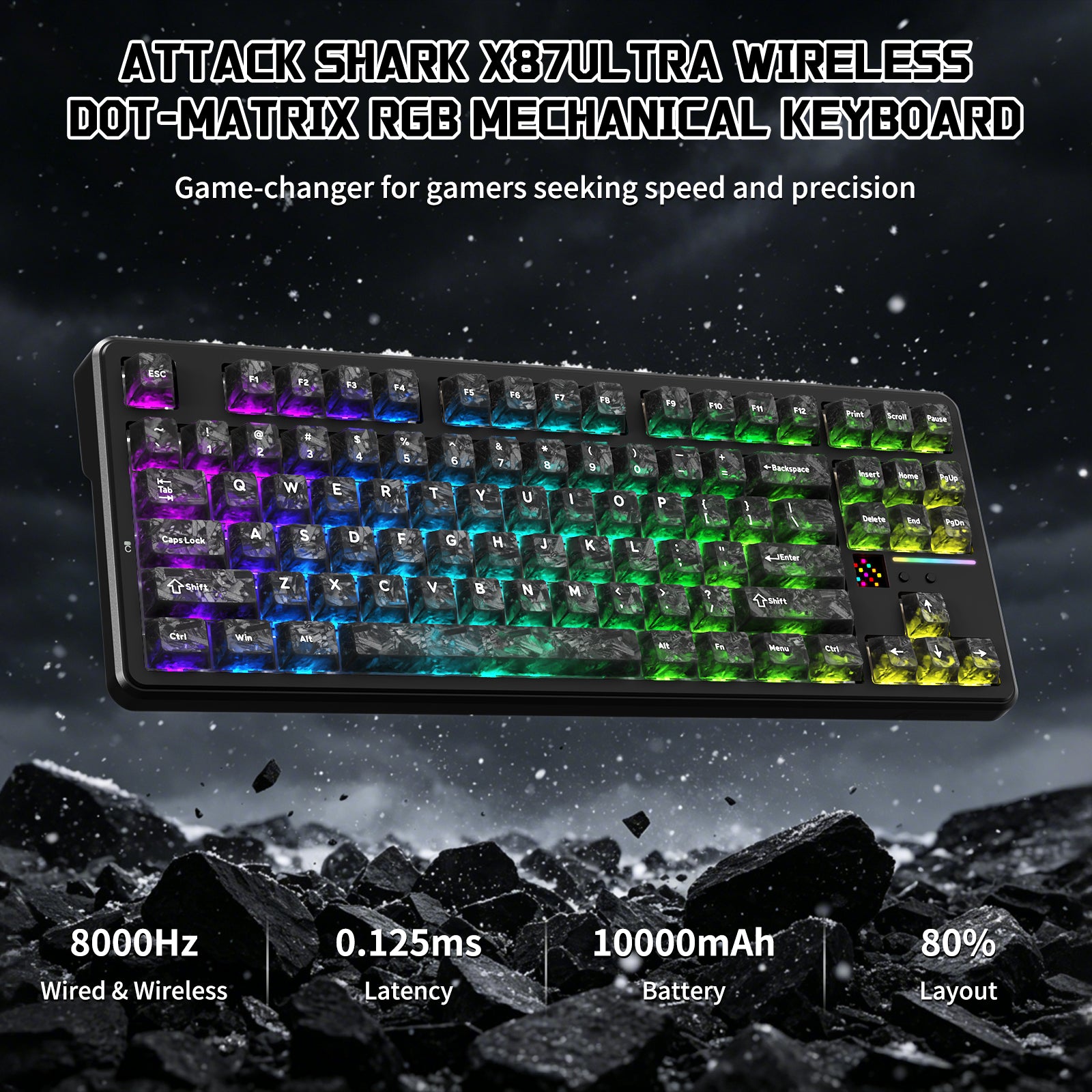 ATTACK SHARK X87 ULTRA 무선 기계식 키보드 8K 무선 수신기 포함