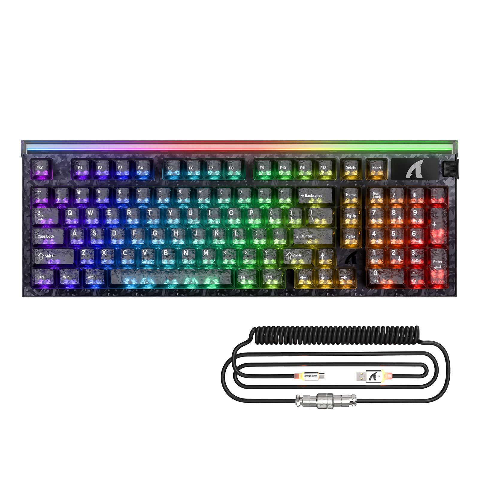 ATTACK SHARK R98 HE 카본 파이버 유선 빠른 트리거 마그네틱 스위치 키보드 C01 Ultra RGB 코일 케이블 포함