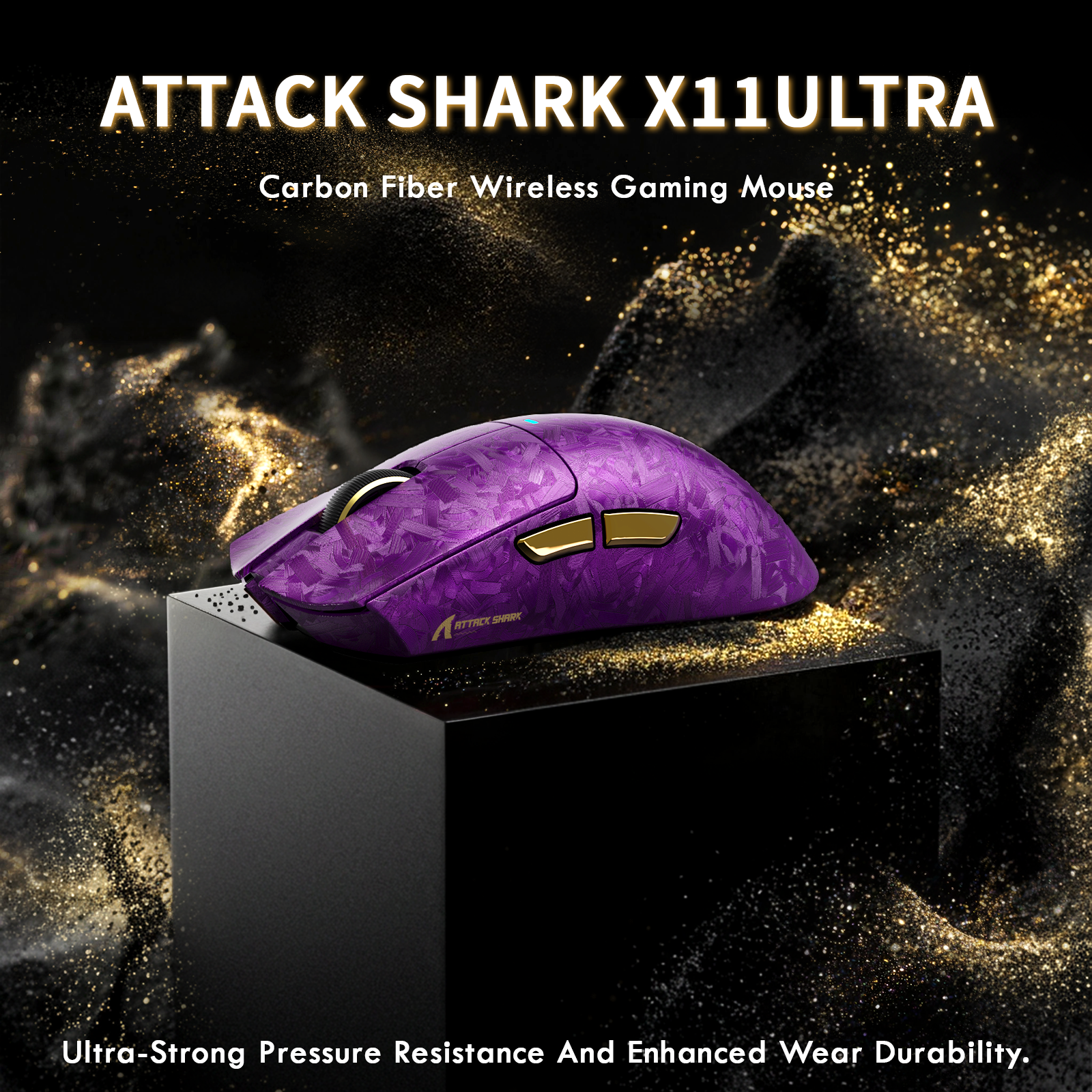 ATTACK SHARK X11 ULTRA 카본 파이버 무선 게이밍 마우스 C06 Ultra LED 케이블 포함