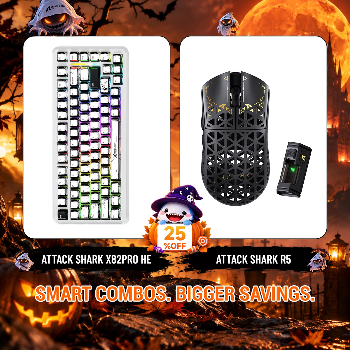 ATTACK SHARK X82 PRO HE 래피드 트리거 키보드 + R5 카본 파이버 무선 게이밍 마우스 번들