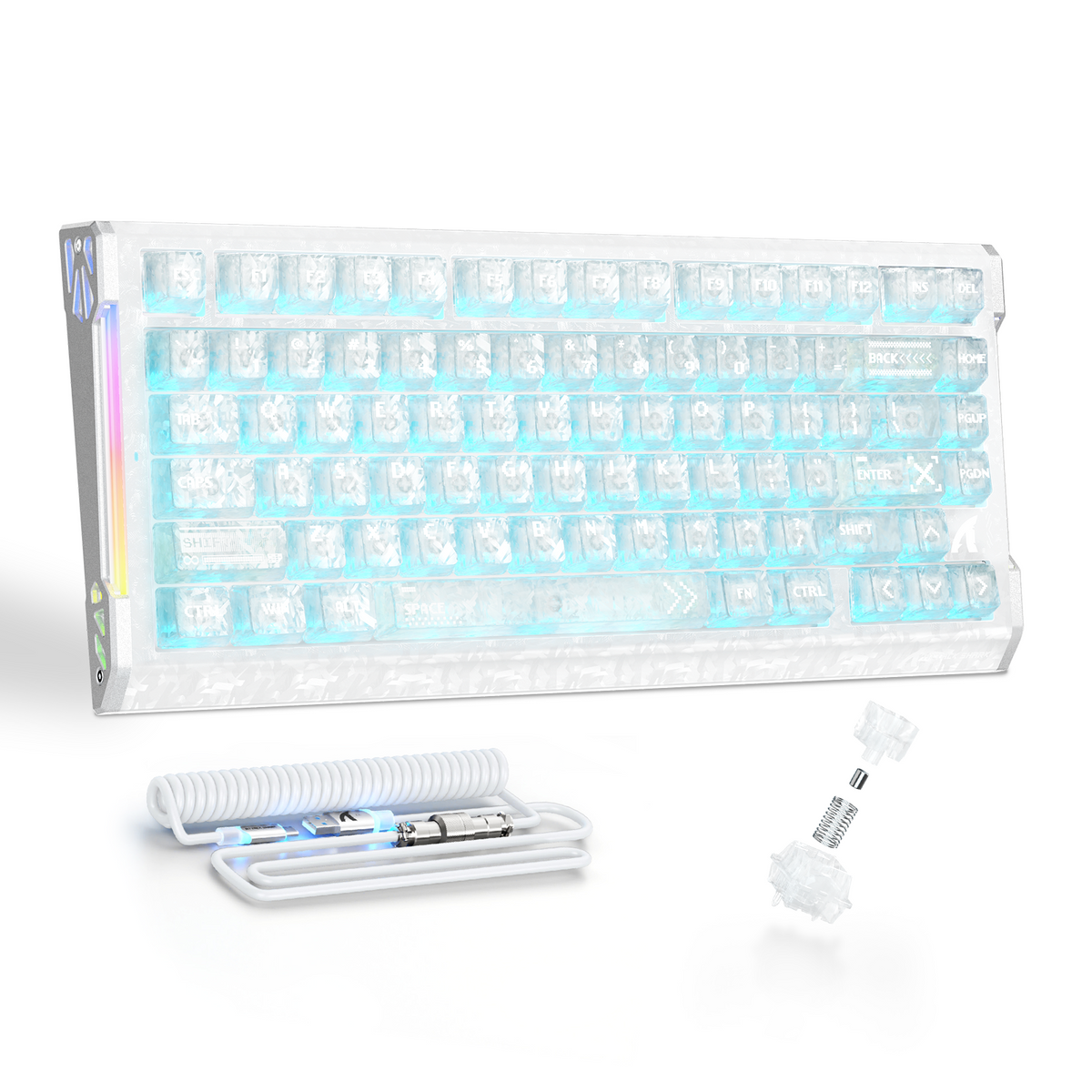ATTACK SHARK R86 HE 카본 파이버 유선 래피드 트리거 마그네틱 스위치 게이밍 키보드(C01 ULTRA RGB 코일 케이블 포함)