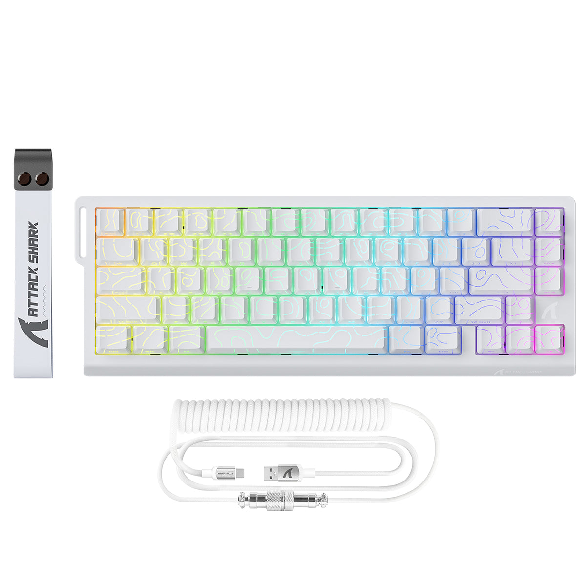 ATTACK SHARK X68 HE 빠른 트리거 키보드 마그네틱 스위치 및 C01PRO 코일 케이블 포함