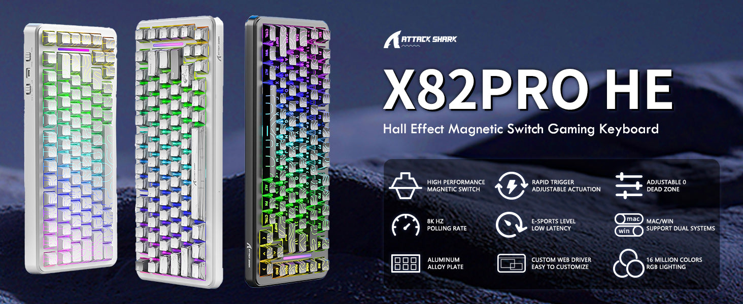 ATTACK SHARK X82PRO HE 마그네틱 키보드 C01Ultra RGB 코일 케이블 포함