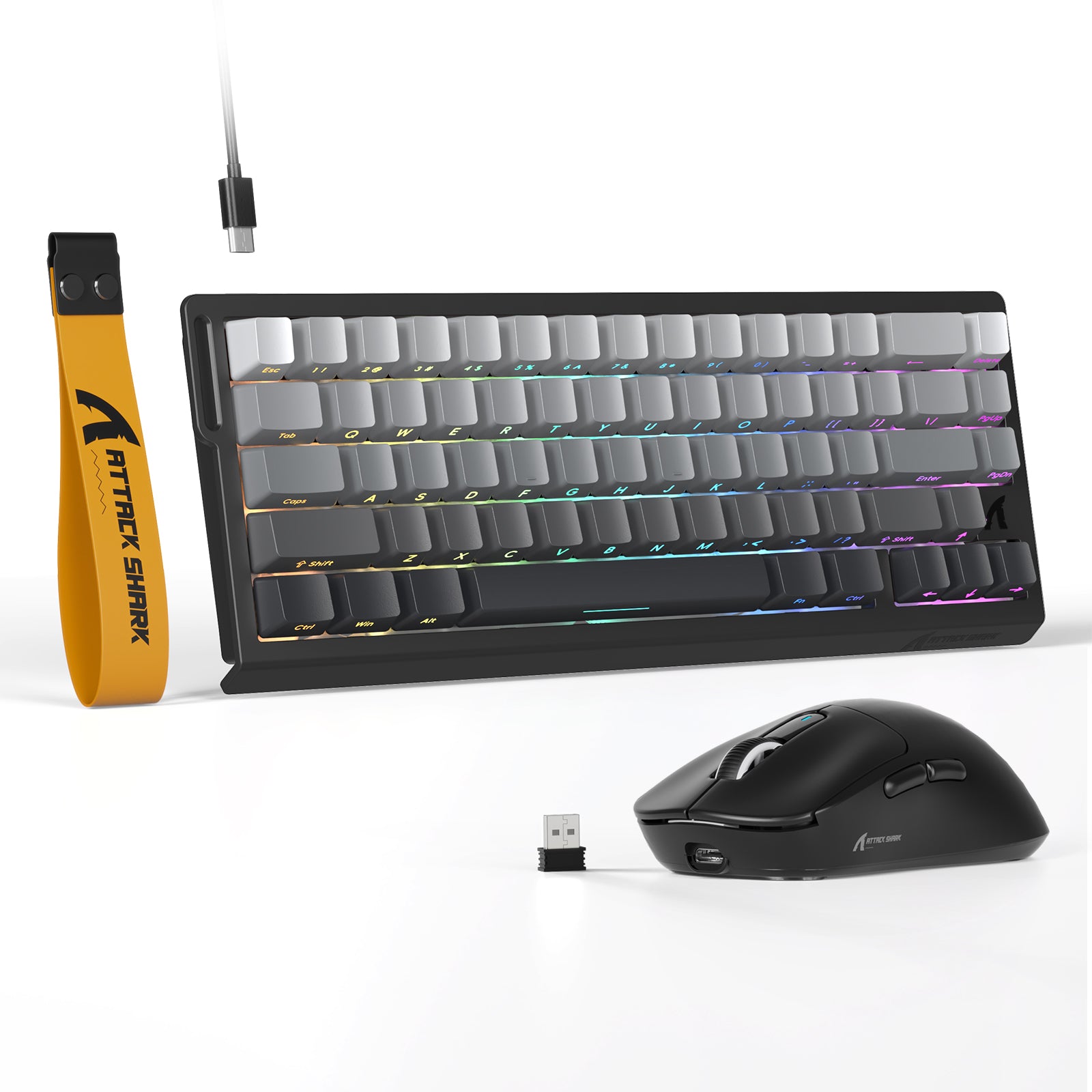 ATTACK SHARK X68HE magnetic keyboard and X3 gaming mouse set. Black 60% keyboard with RGB, wireless mouse combo for gaming.