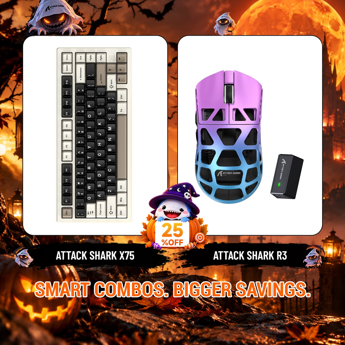 ATTACK SHARK X75 풀 알루미늄 키보드 + R3 마그네슘 합금 게이밍 마우스 번들