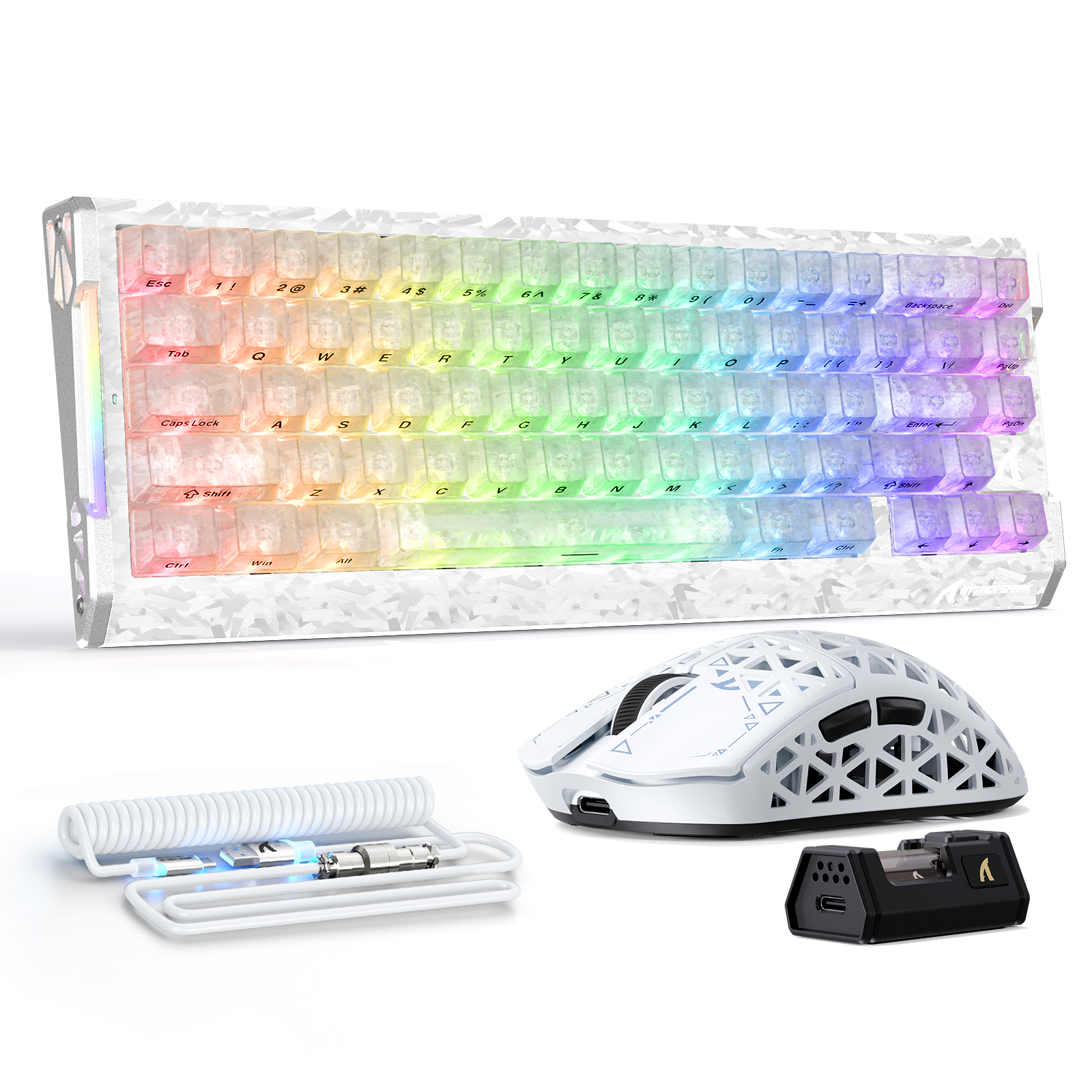 ATTACK SHARK R68 HE 및 R5 울트라 카본 파이버 게이밍 번들 (C01 울트라 코일형 케이블 포함)