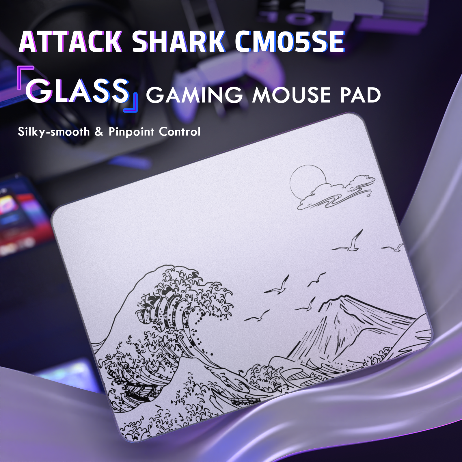 ATTACK SHARK CM05 강화유리 게이밍 마우스 패드
