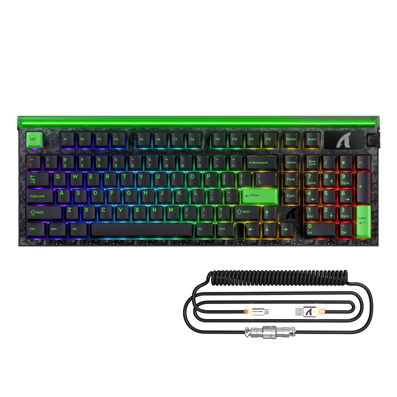 ATTACK SHARK R98 HE 카본 파이버 유선 빠른 트리거 마그네틱 스위치 키보드 C01 Ultra RGB 코일 케이블 포함