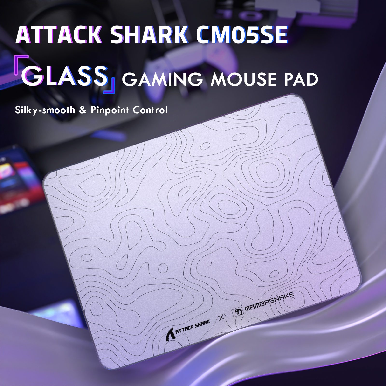 ATTACK SHARK CM05 강화유리 게이밍 마우스 패드