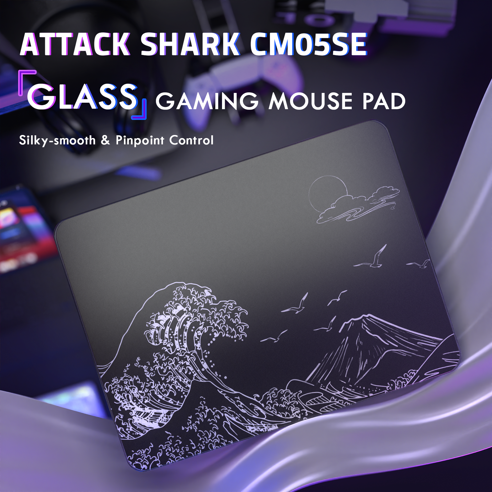 ATTACK SHARK CM05 강화유리 게이밍 마우스 패드
