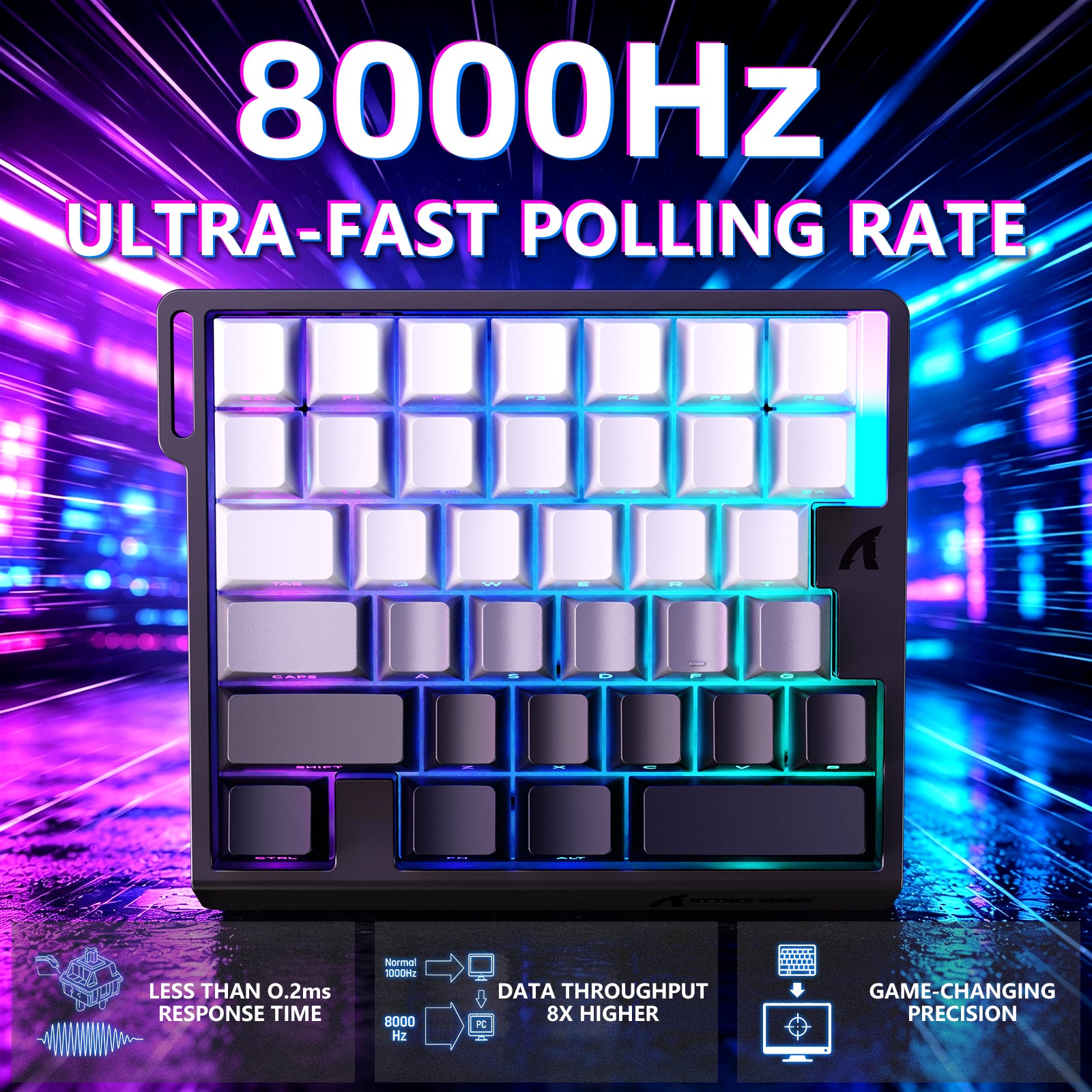 ATTACK SHARK M36 HE 한손용 마그네틱 스위치 키보드 & C01 ULTRA LED 조종사 케이블