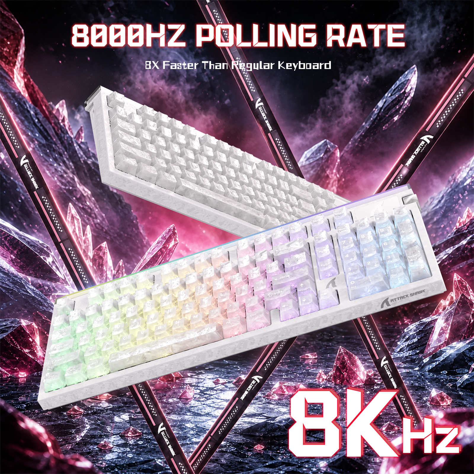 ATTACK SHARK R98 HE 카본 파이버 유선 빠른 트리거 마그네틱 스위치 키보드 C01 Ultra RGB 코일 케이블 포함