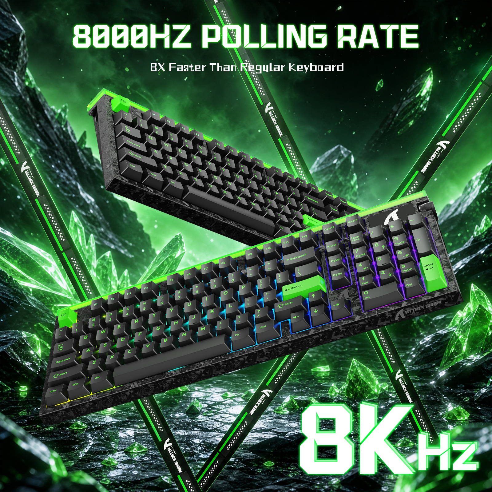 ATTACK SHARK R98 HE 카본 파이버 유선 빠른 트리거 마그네틱 스위치 키보드 C01 Ultra RGB 코일 케이블 포함