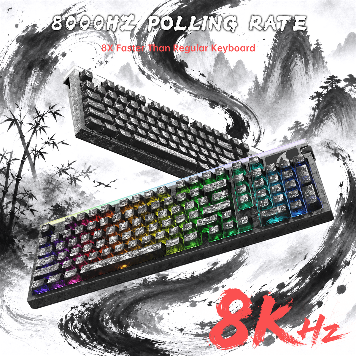 ATTACK SHARK R98 HE 카본 파이버 유선 빠른 트리거 마그네틱 스위치 키보드 C01 Ultra RGB 코일 케이블 포함