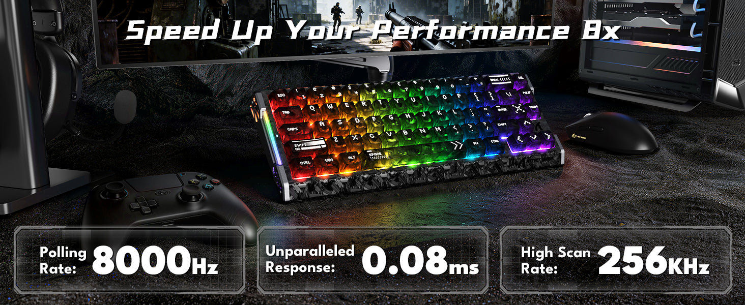 ATTACK SHARK R68 HE 카본 파이버 유선 래피드 트리거 마그네틱 스위치 키보드 C01 Ultra RGB 코일 케이블 포함