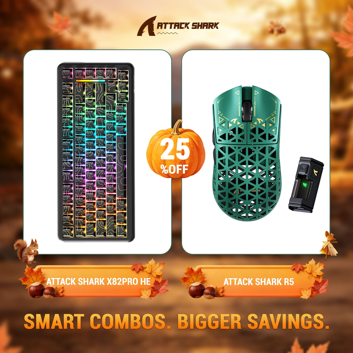 ATTACK SHARK X82 PRO HE 래피드 트리거 키보드 + R5 카본 파이버 무선 게이밍 마우스 번들