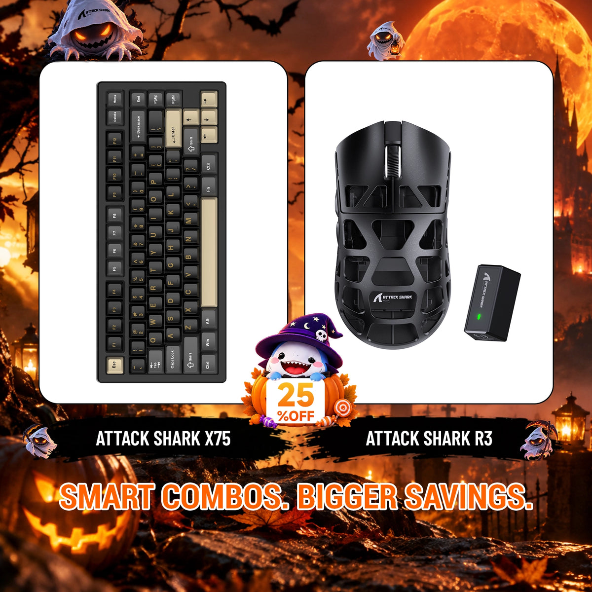ATTACK SHARK X75 풀 알루미늄 키보드 + R3 마그네슘 합금 게이밍 마우스 번들