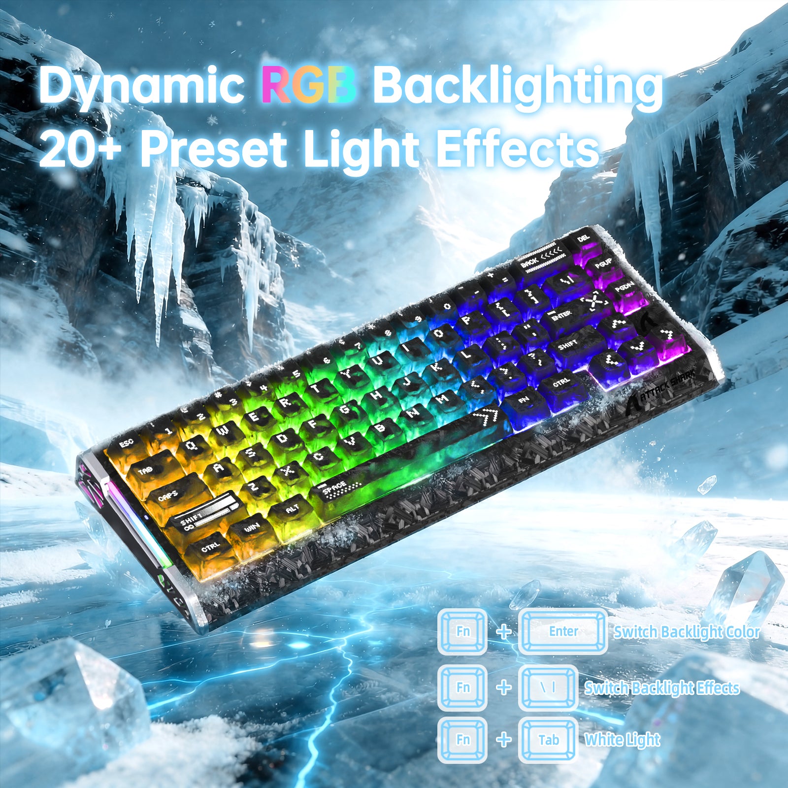 ATTACK SHARK R68 HE 카본 파이버 유선 래피드 트리거 마그네틱 스위치 키보드 C01 Ultra RGB 코일 케이블 포함