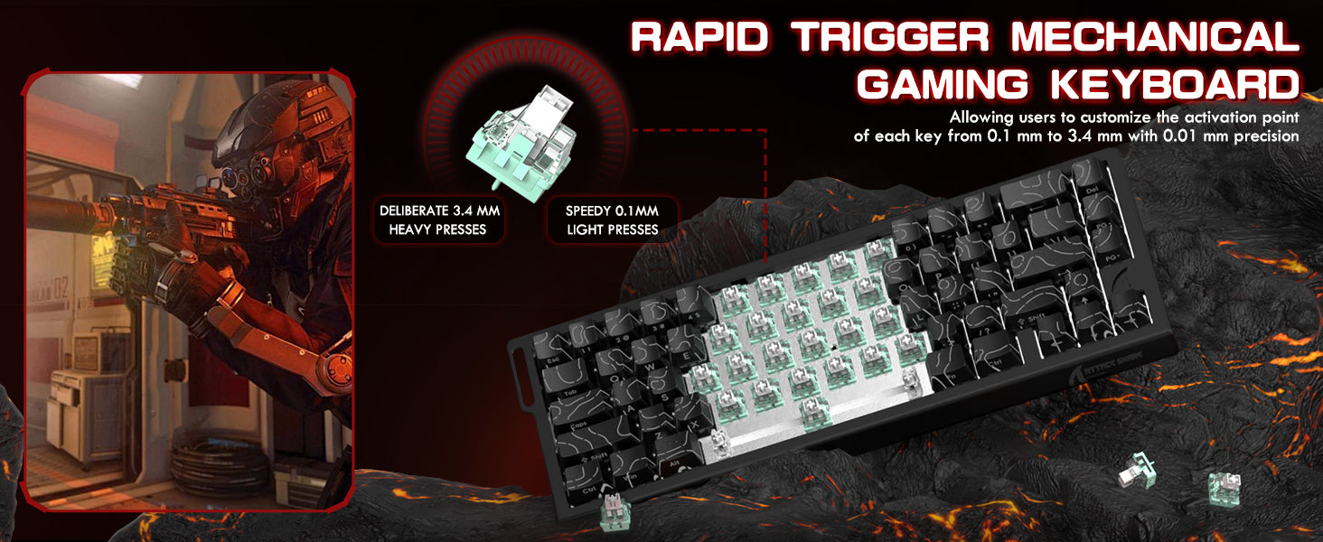 ATTACK SHARK X68PRO HE 무선 빠른 트리거 키보드 및 코일 케이블 포함