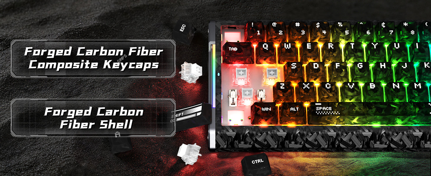 ATTACK SHARK R68 HE 카본 파이버 유선 래피드 트리거 마그네틱 스위치 키보드 C01 Ultra RGB 코일 케이블 포함