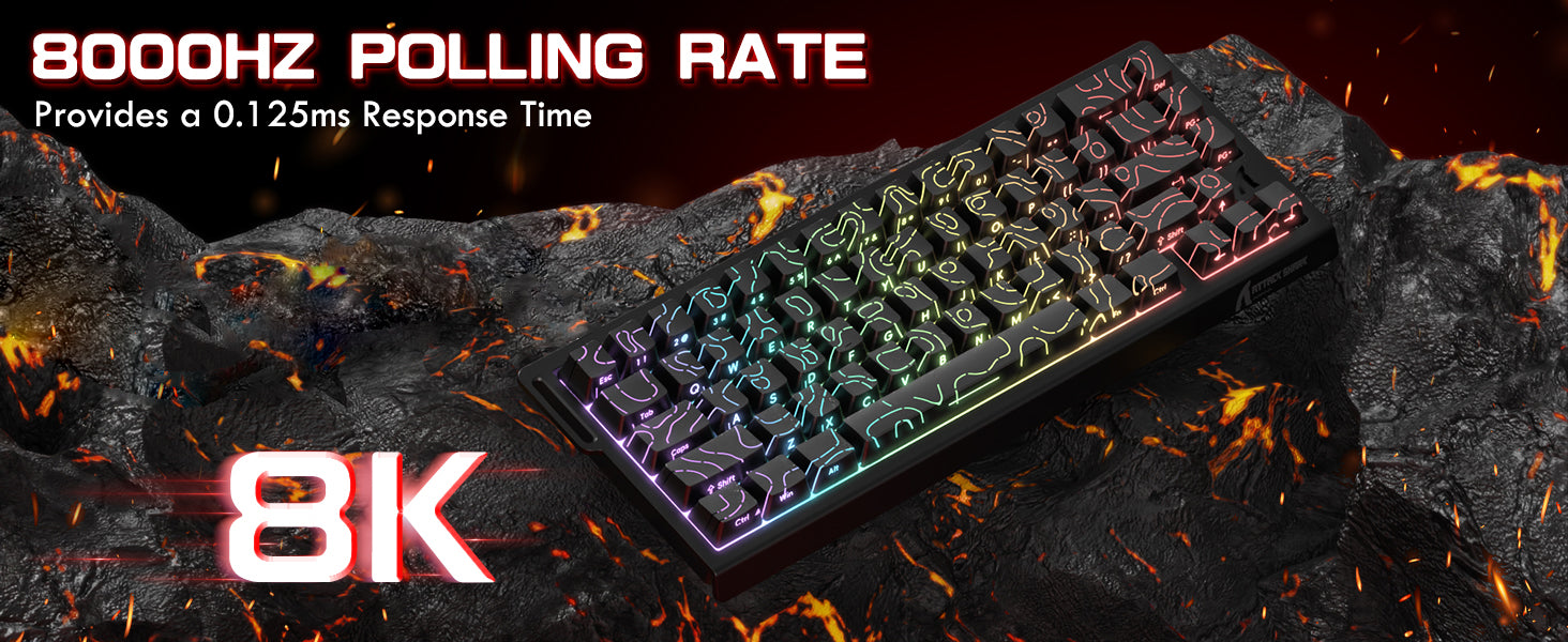 ATTACK SHARK X68PRO HE 무선 빠른 트리거 키보드 및 코일 케이블 포함