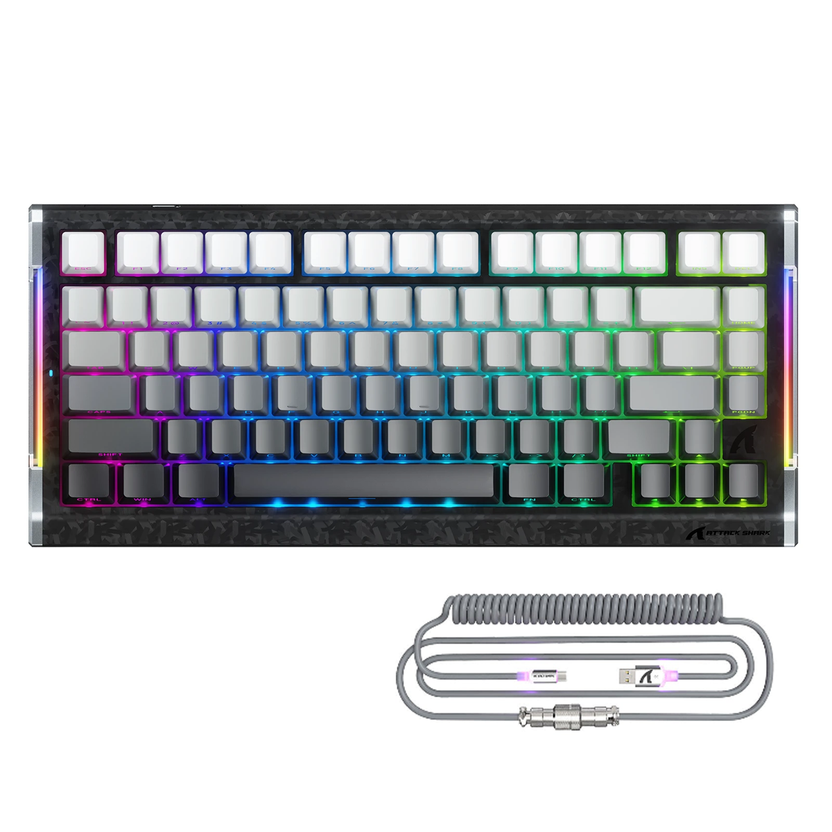ATTACK SHARK R86 HE 카본 파이버 유선 래피드 트리거 마그네틱 스위치 게이밍 키보드(C01 ULTRA RGB 코일 케이블 포함)
