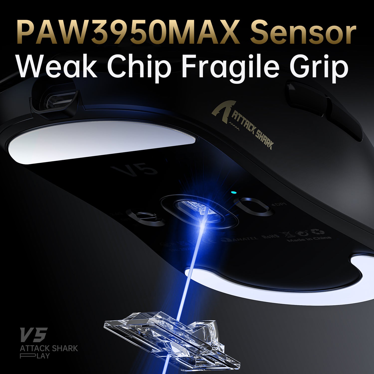 ATTACK SHARK V5 초경량 트라이 모드 게이밍 마우스