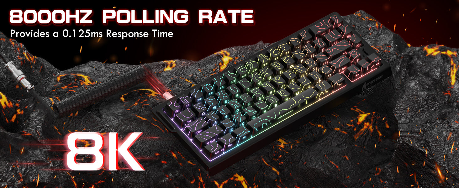 ATTACK SHARK X68 HE 빠른 트리거 키보드 마그네틱 스위치 및 C01PRO 코일 케이블 포함