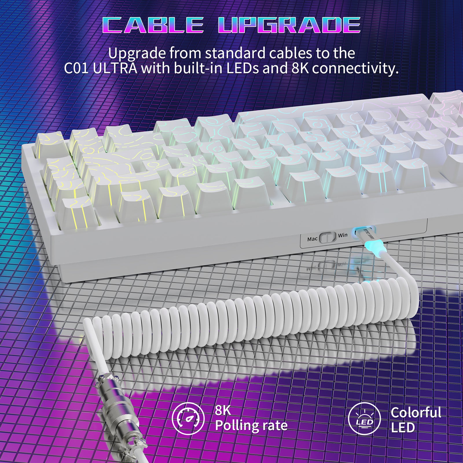 ATTACK SHARK R82 HE 유선 75% 게이밍 키보드 C01ULTRA LED 케이블 포함