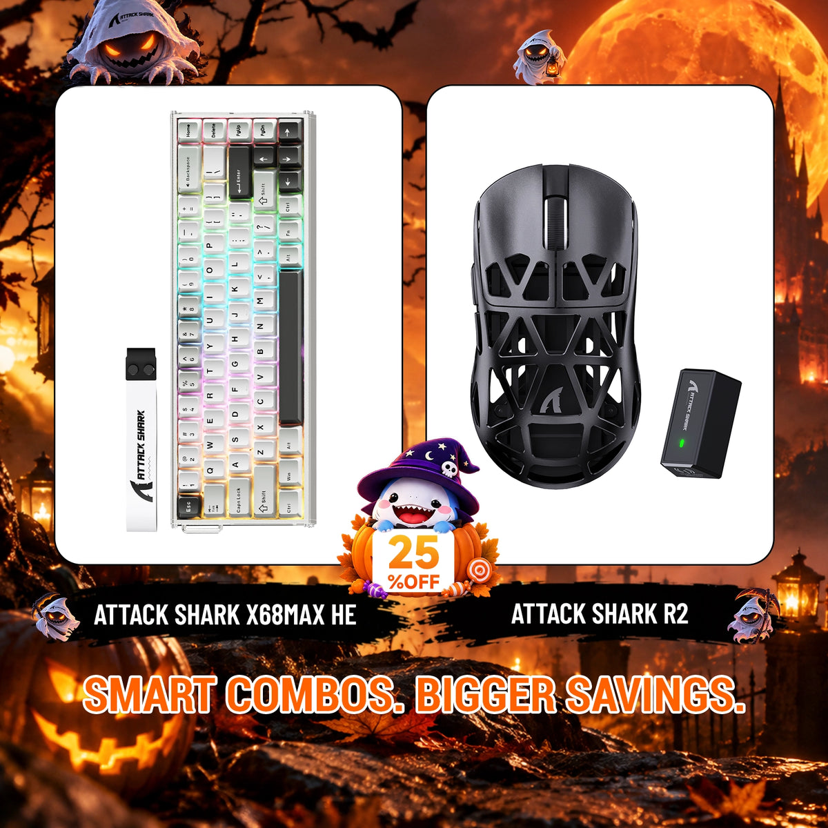 ATTACK SHARK X68 MAX HE 래피드 트리거 알루미늄 키보드 + R2 마그네슘 합금 무선 게이밍 마우스 번들