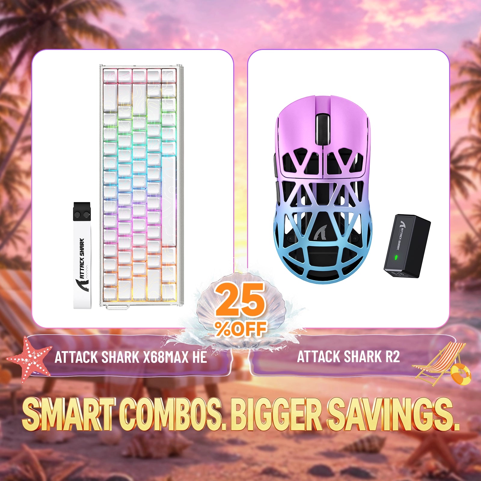 ATTACK SHARK X68MAX HE 래피드 트리거 알루미늄 키보드 + R2 마그네슘 합금 무선 게이밍 마우스 번들