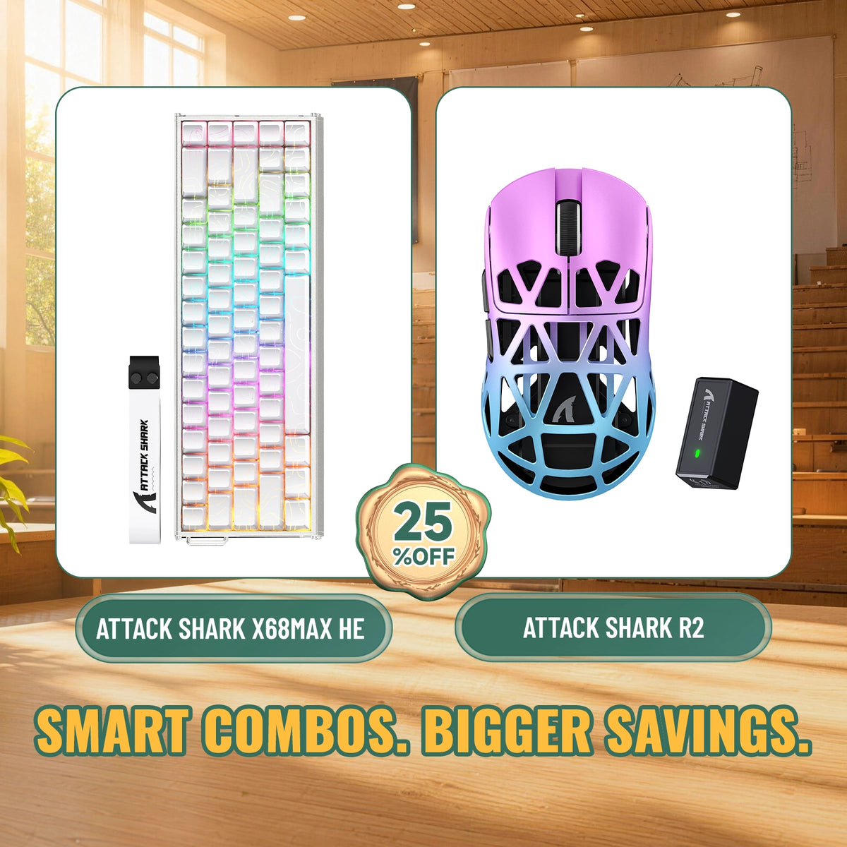 ATTACK SHARK X68 MAX HE 래피드 트리거 알루미늄 키보드 + R2 마그네슘 합금 무선 게이밍 마우스 번들