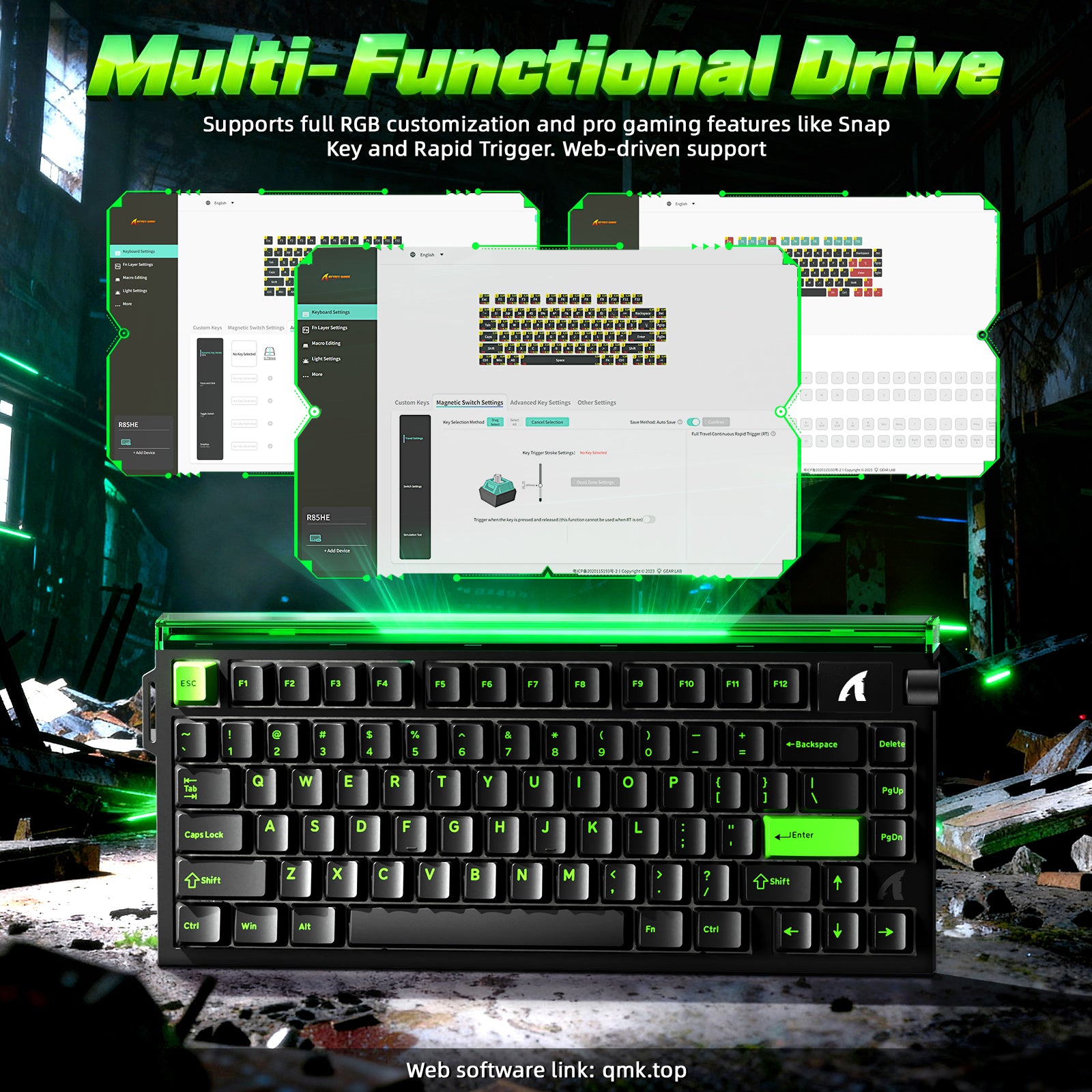 ATTACK SHARK R85 HE 래피드 트리거 키보드 C01ULTRA LED 케이블 포함