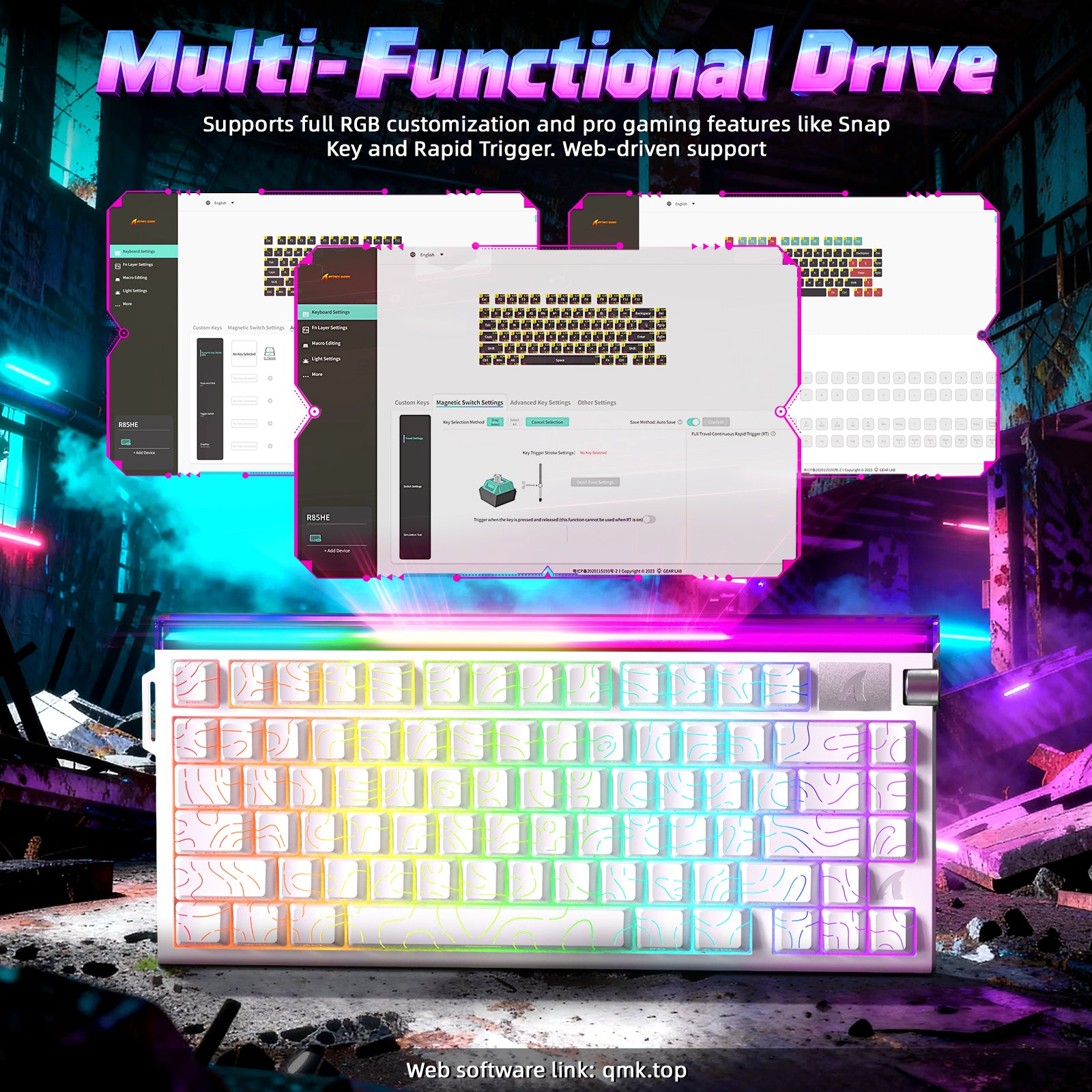 ATTACK SHARK R85 HE 래피드 트리거 키보드 C01ULTRA LED 케이블 포함