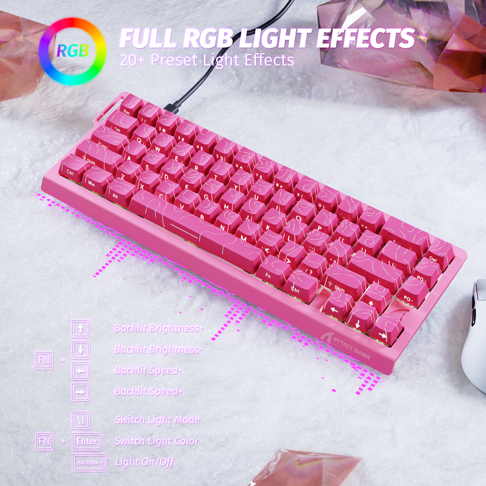 ATTACK SHARK X68 HE 빠른 트리거 키보드 마그네틱 스위치
