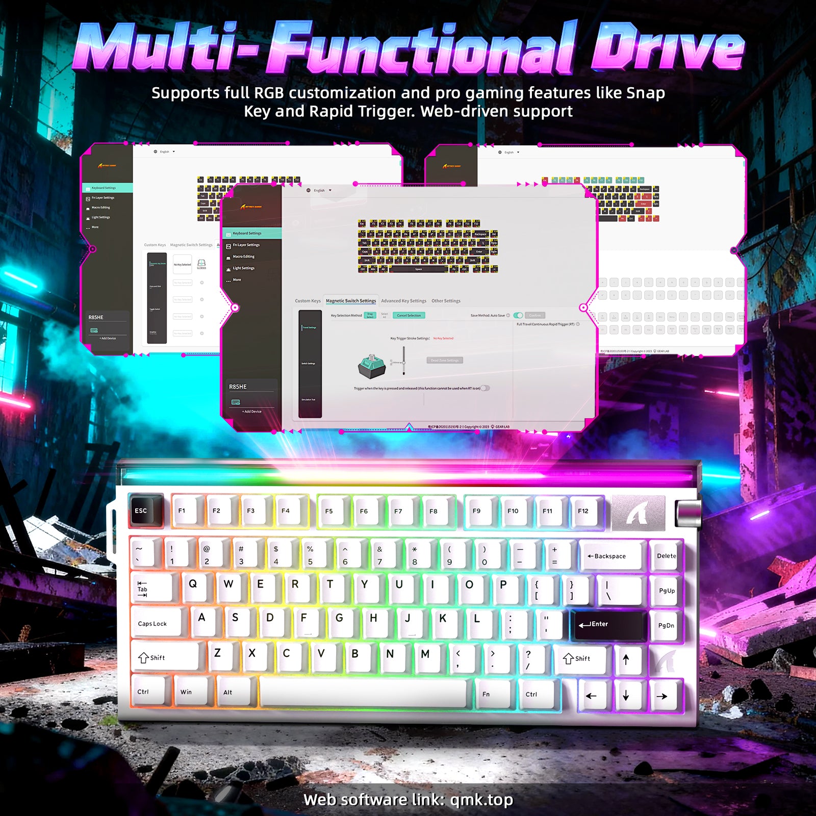 ATTACK SHARK R85 HE 래피드 트리거 키보드 C01ULTRA LED 케이블 포함