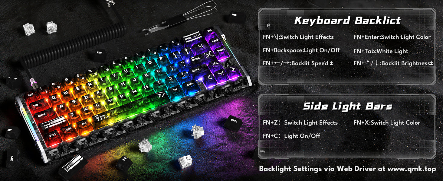 ATTACK SHARK R68 HE 카본 파이버 유선 래피드 트리거 마그네틱 스위치 키보드 C01 Ultra RGB 코일 케이블 포함