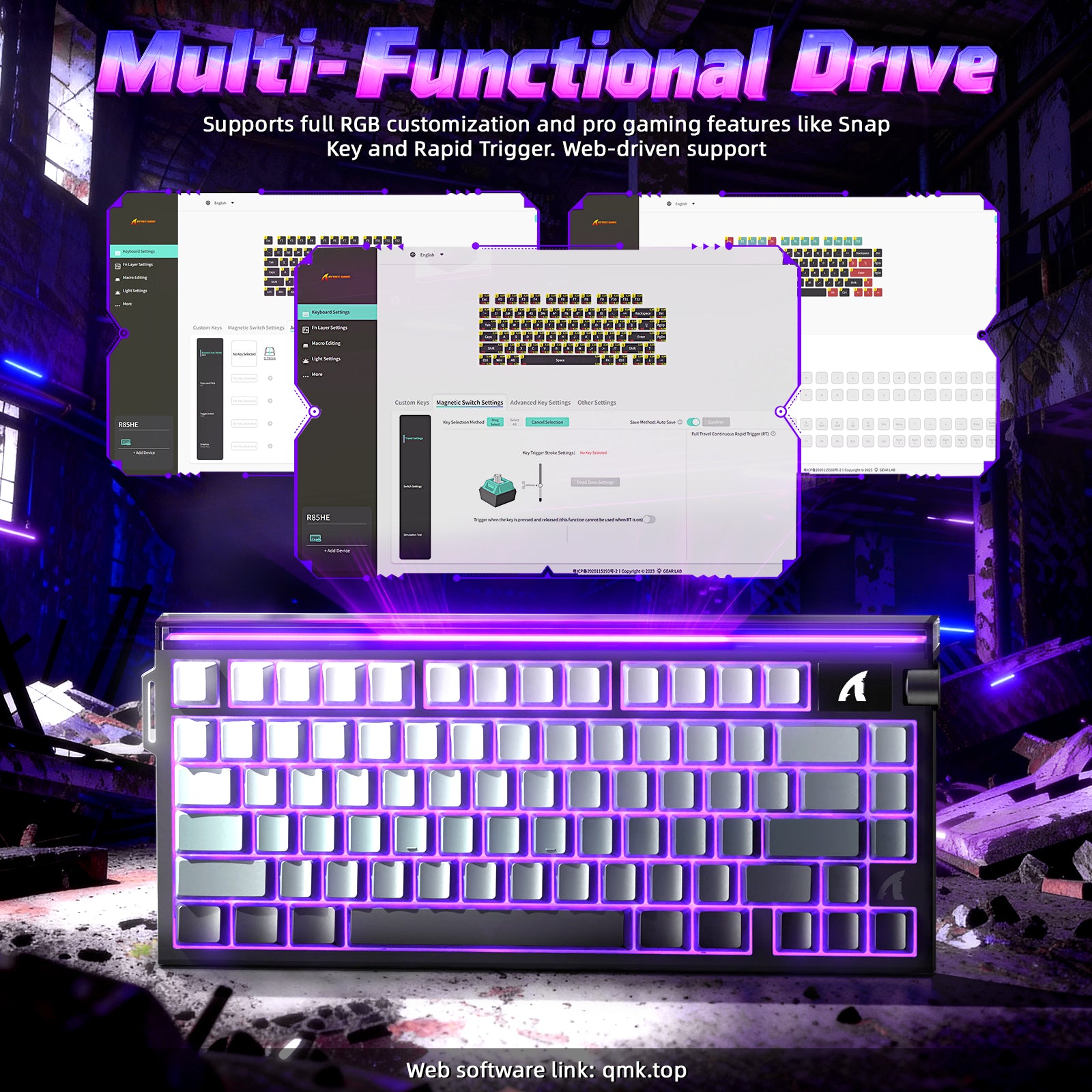 ATTACK SHARK R85 HE 래피드 트리거 키보드 C01ULTRA LED 케이블 포함