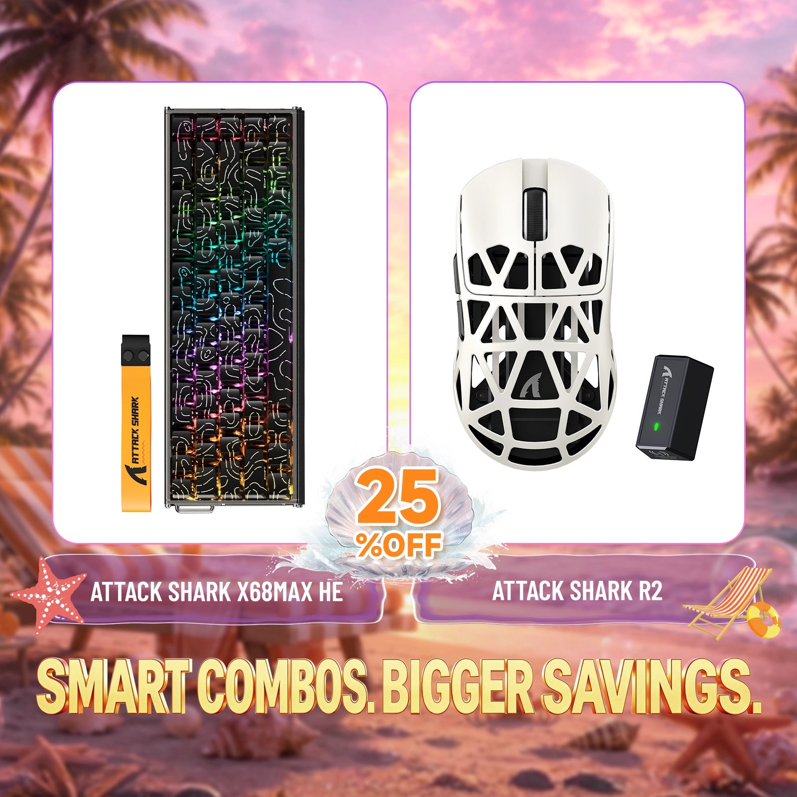 ATTACK SHARK X68MAX HE aluminum keyboard and R2 wireless gaming mouse bundle, 25% off