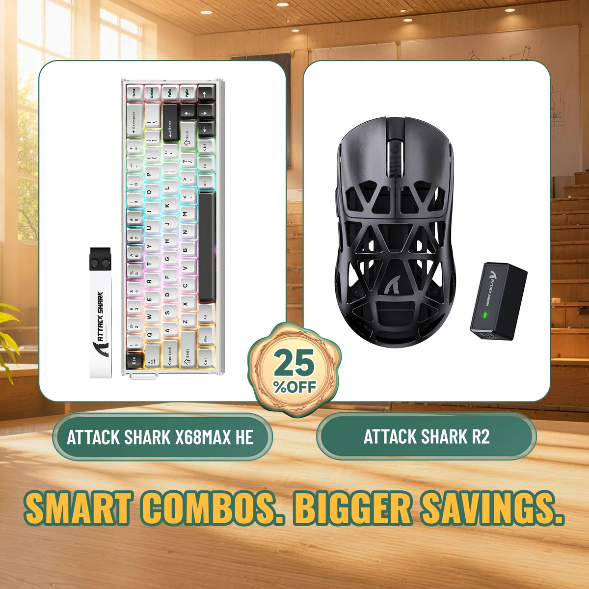 ATTACK SHARK X68 MAX HE 래피드 트리거 알루미늄 키보드 + R2 마그네슘 합금 무선 게이밍 마우스 번들