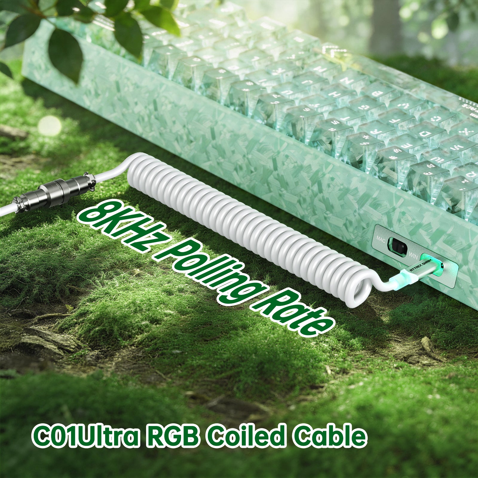 ATTACK SHARK R68 HE 카본 파이버 유선 래피드 트리거 마그네틱 스위치 키보드 C01 Ultra RGB 코일 케이블 포함