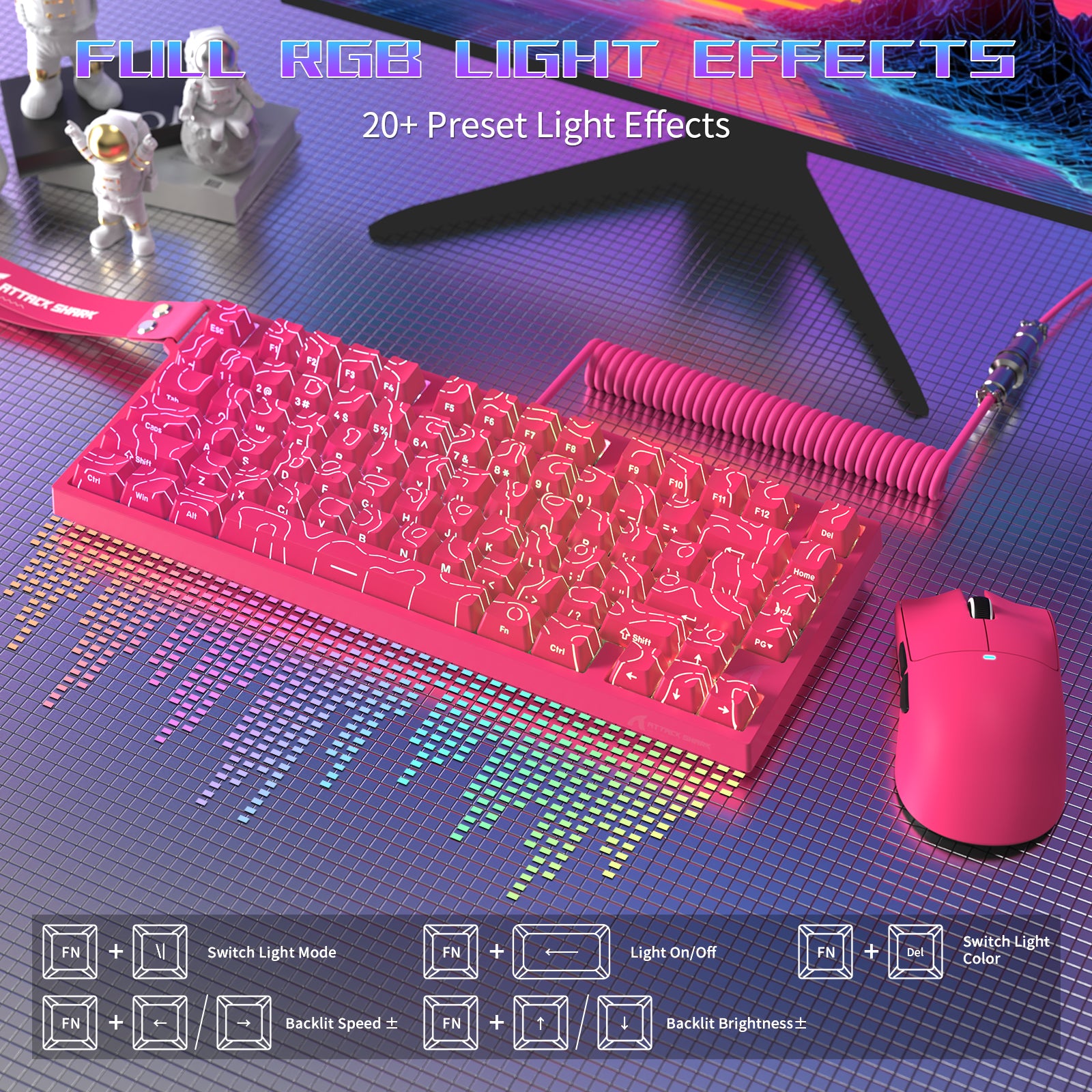 ATTACK SHARK R82 HE 유선 75% 게이밍 키보드 C01ULTRA LED 케이블 포함