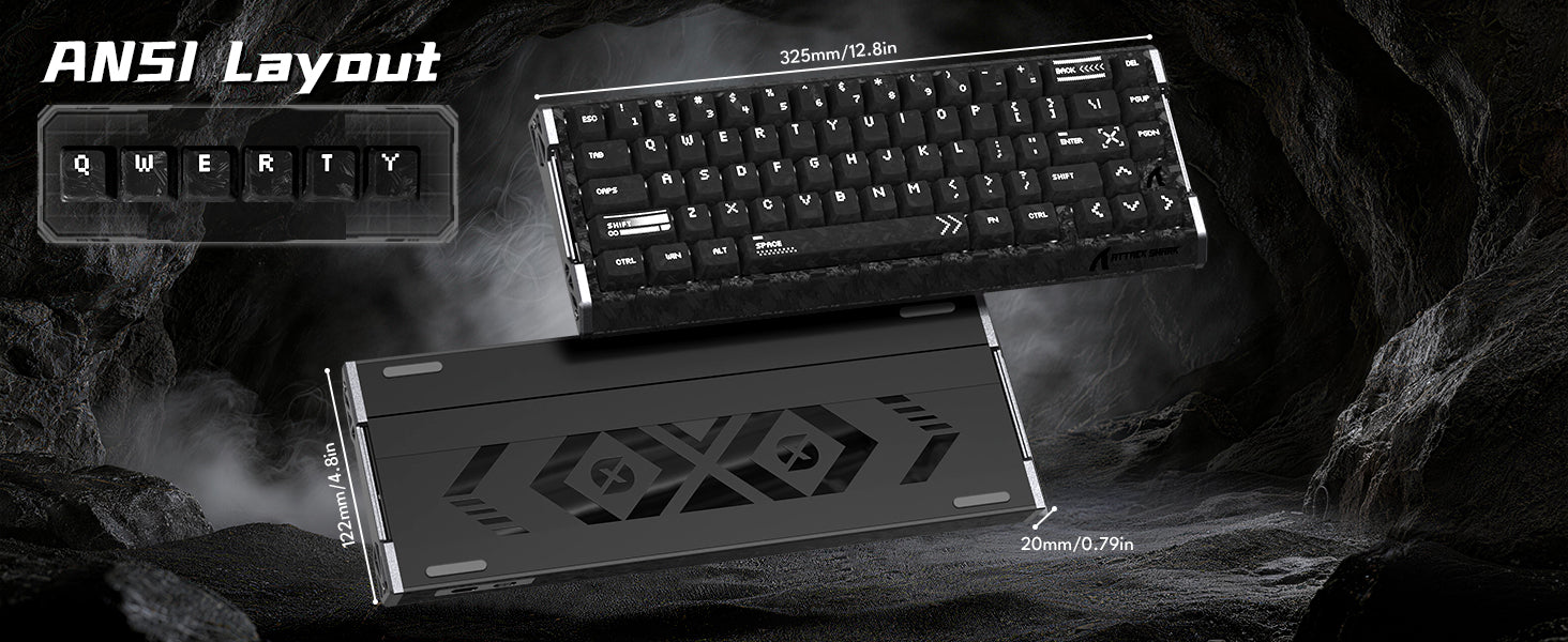 ATTACK SHARK R68 HE 카본 파이버 유선 래피드 트리거 마그네틱 스위치 키보드 C01 Ultra RGB 코일 케이블 포함